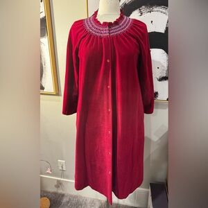 Vanity Fair Burgundy and Blue Smocked Top